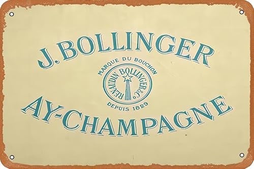 Champagne Digital Art – Antique Bollinger Champagne Advertisement – Poster Vintage Metal Tin Sign Retro Funny Tin Sign for Home Bar Pub Kitchen Garage Restaurant Wall Decor—8 x 12—Inch
