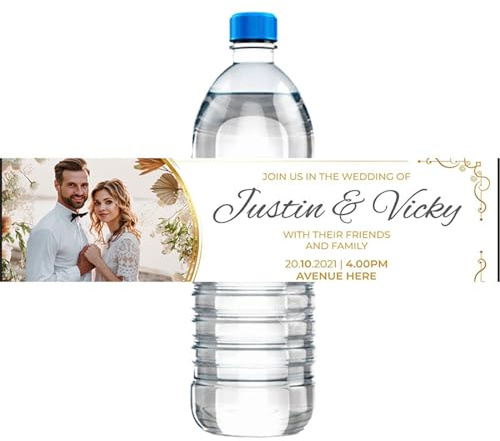 Lot de 30 étiquettes de bouteille de mariage personnalisées, autocollants de mariage avec texte photo, étiquettes de bouteille d'eau de mariage, étiquettes de bouteille d'eau de mariage (14)
