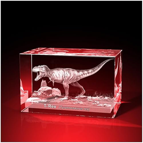 GLASFOTO.COM, TRex - Quader 80 x 50 x 50 mm, Kristallglas 3D Innengravur in Premiumqualität