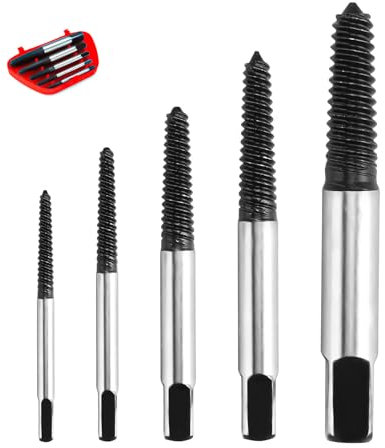 SRJQXH Schraubenausdreher Set Profi, 5 Stück Linksausdreher Set, Screw Extractor Kit, Gesamtabschreckbehandlung, für Beschädigte Schrauben, Rohre, M3-M18