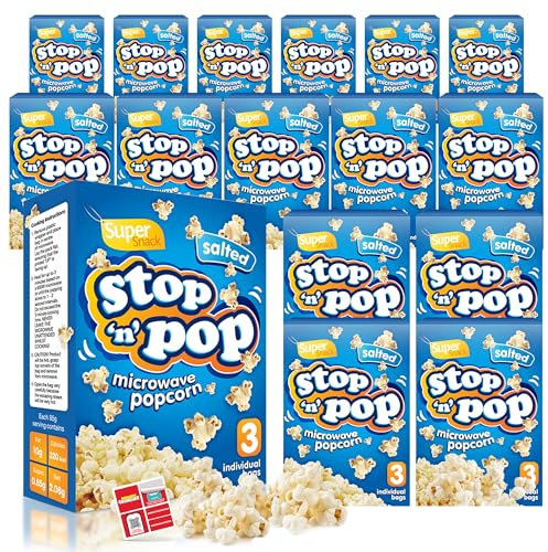 SOL 48pk Bulk Stop 'n' Pop Microwave Popcorn, Salted Flavoured Pop Corn Kernels, Easy to Prepare, Ideal for Sharing Fun Moments at Home & Family Movie Nights (16 Boxes with 3 Bags Per Box)