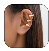 Chunky Ear Cuffs Non Piercing Round Huggie Ear Cuff Earrings for Women Trendy 14K Gold Clip on Cartilage Earrings Jewelry Gifts