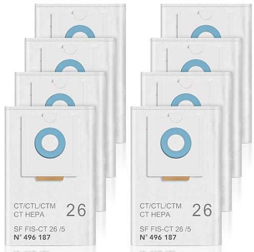 NIXOOT Lot de 8 sacs d'aspirateur 496187 pour Festool Selfclean CT 26 / CTM 26 E/CTL 26 E CLEANTEC Series - Sac filtrant de grande capacité - Pièces de rechange SC FIS-CT 26/5
