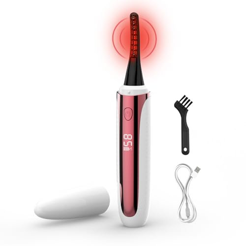 Wimpernzange Beheizbar, Wiederaufladbarer Elektrische Wimpern Curler 4 Heizmodi Anti-Verbrennung mit LED Display 5 Mins Auto Off Für Bequemes Make-up, Wimpernzange-Elektrische-Beheizbar-Curler