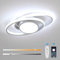 Mckalen Deckenleuchte LED Dimmbar, Deckenlampe Modern 39W 4387LM mit Fernbedienung/APP, Silber Deckenbeleuchtung Wohnzimmer Oval 3000K-6500K für Schlafzimmer Esszimmer, 38.5CM
