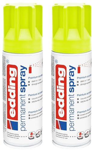 Edding Lot de 2 Sprays Peinture Permanent 5200 Jaune fluorescent mat