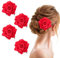 FUIPVGI 4 Stück Haarschmuck Blumen, Große Blumen Haarklammer, Rose Blume Haarnadel Haarspangen Blume Ansteckblume für Mädchen Frauen Party Halloween Karneval Maskerade Hochzeit (Rot)