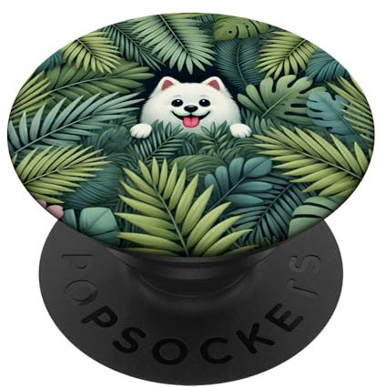 Eskie in Botanical Flowers Süßer amerikanischer Eskimohund PopSockets Klebender PopGrip