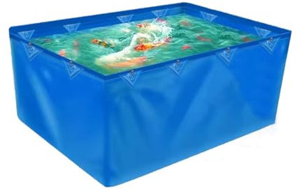 Flexible Teichfolien, 550 GSM PVC-Plane für Pools mit Befestigungsringen, Fischteich für Salzwasserfische und Koi, temporärer Wassertank, ohne Rahmen (Farbe: Blau, Größe: 2,95 x 2,95 x 2,95