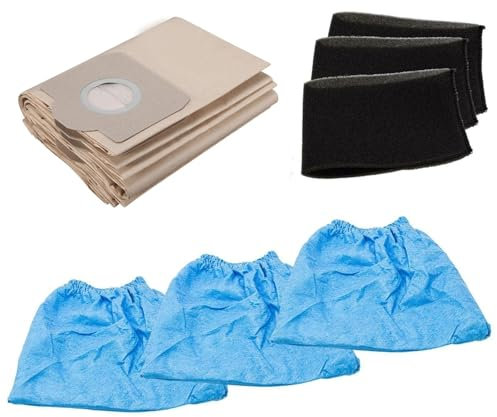 WIIYENA Dust Bag Filter Replacement for Einhell TC-VC 1820 /TC-VC 1820 SA/TC-VC 1815, Vacuum Cleaner Accessories with 3 Foam Filters, 3 Cloth Covers, 5 Dust Bags