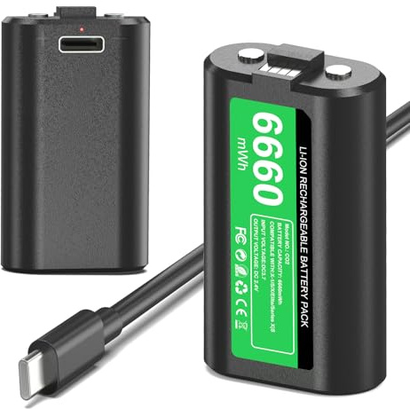 GKHERD Rechargeable Controller Battery Pack for Xbox One/Xbox Series X|S, 2x6660mWh Battery Pack with Type-C Charging Cable for Xbox One/S/X/Elite Controller
