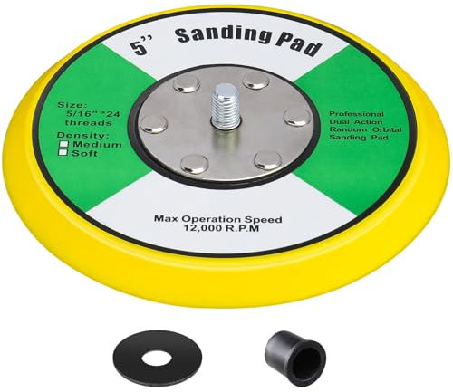 MOGRQAP Plateau de support pour ponceuse 125 mm M8 125 mm - Support de polissage - Cire - Meuleuse électrique - Outil de ponçage (5/125 mm - Jaune