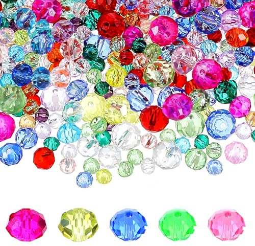 1000 Stück Glasperlen zum Auffädeln Edelstein Perlen Glasperlen zur Schmuckherstellung Bunte Perlen Edelsteine zum Auffädeln Kristallperlen Schmuckperlen für DIY Ohrringe Armband Halskette
