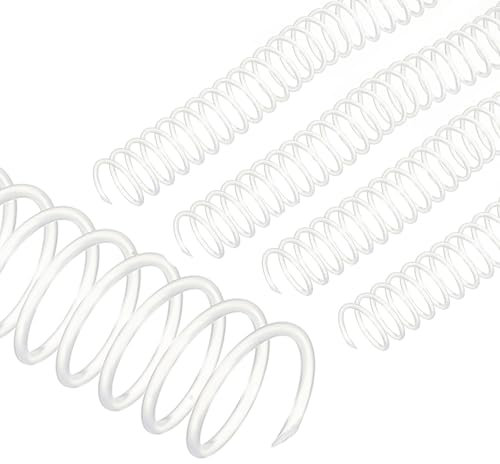 PATIKIL 22mm (7/8) Bobines de reliure spirale en plastique, 20 pcs Bobines de reliure 190 feuilles Capacité 3:1 Pas Bobines de reliure pour relier des feuilles de papier, Transparent