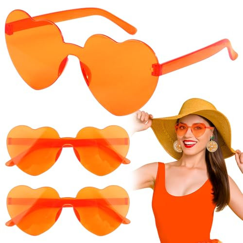 BOFUNX 2 Stück Herz Brille Rot/Rosa/Orange Herzförmige Brillen Lustige Partybrille für Valentinstag JGA Hochzeit Karneval Fasching Kostüm Mottoparty