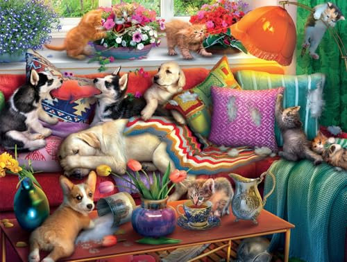 Buffalo Games - Eduard - Dog Days - Naughty Pets - 750 Piece Jigsaw Puzzle for Adults - Challenging Puzzle Perfect for Game Nights - Finished Size is 24.00 x 18.00