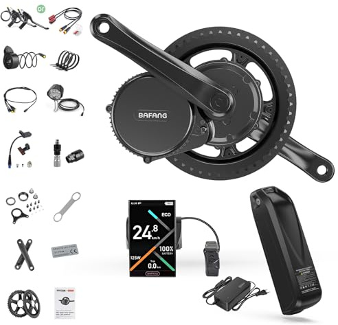 BAFANG 500W Mittelmotor E-Bike Umbausätze mit DPC010 Display CAN Protocol BBS02B ElektrofAhrrad Kit mit Optionale 48V13/17,5/19,2/20Ah Ebike Batterie für 68mm Tretlager Mountainbike, Rennrad