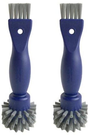 SAUBA Reinigungsbürste KOMBO 2er Pack mit Zwei Pinseln blau-grau | 2in1 Steckdosenbürste für große & kleine Satub- & Schmutzablagerungen | Rundbürste mit harten Borsten | Schuko-Steckdose Typ C,F,K