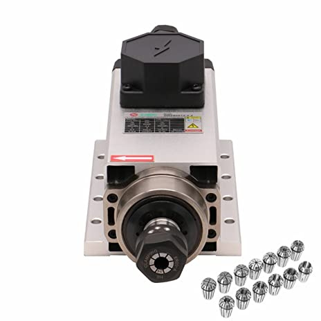 Kit de moteur de broche CNC 1.5kw/2.2kw 24000 tr/min 400 HZ moteur de broche refroidi par Air à 3 phases + 1 jeu de pinces ER11 ou ER20 for Machine CNC(Junction Box silver,1.5kw 220)