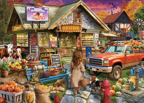 Village Store Jigsaw Puzzles for Adults 1000 Jigsaws | Large Poster Included, Back Letters Hints/A-D Sections, Dust-Free, Finished Size 70×50cm, Family Indoor Activity