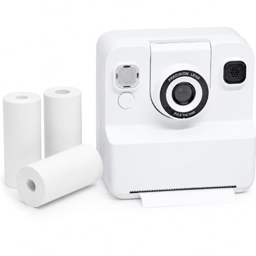 Appareil Photo Instantané | Imprimante Thermique Sans Encre | USB-C | Blanc | 12 à 48 MP & Zoom Numérique 10x | Objectif Rotatif 2-en-1 Selfie | 3 Rouleaux ≈150 Tirages | Filtres | BIGBEN CONNECTED