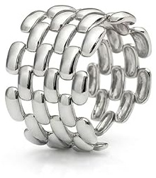 SAGA GIOIELLI® Anello donna a fascia intrecciato regolabile in acciaio Inox - Regalo donna - Fidanzata - Confezione Regalo