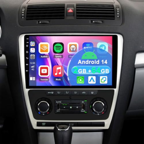 2+64G Android 14 Auto Radio Coche con CarPlay y Android Auto para Skoda Octavia II 2004-2013, Pantalla táctil de 10 Pulgadas Autoradio Estéreo Reproductor con navegación GPS FM RDS SWC MirrorLink
