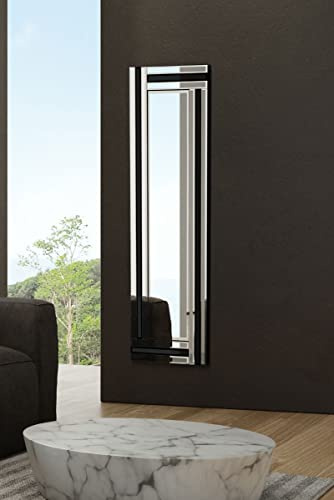 MirrorOutlet Large Modern Black and Silver Triple Edge All Glass Venetian Mirror 120cmx40cm, 119x40,SWS009
