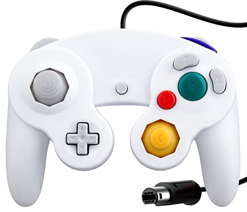OSTENT Wired Shock Clásico Controlador Gamepad Joystick Joypad Compatible para Nintendo GameCube NGC Consola Wii Videojuegos Color Blanco