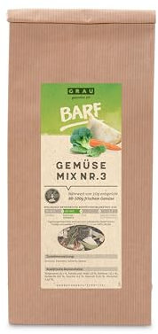 GRAU – El Original – Mezcla de verdura deshidratada para menús Barf para Perros - Mezcla de Verduras «Mezcla n.º 3», Pack Individual (1 x 500 g), alimento complementario para Perros