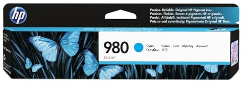 HP 980 Cyan Original Ink Cartridge | Compatible with OfficeJet Enterprise Color MFP X585,X555, yield 6600 pages (D8J07A)