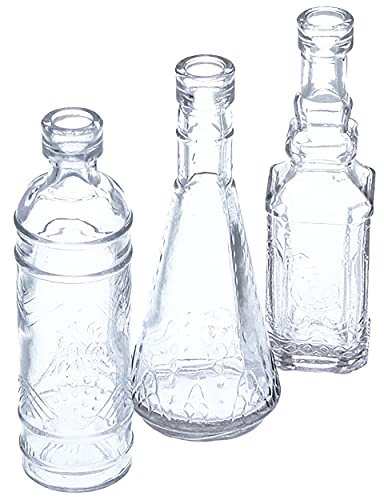 12 x Deko Vasen Vintage mini H 12 cm - Süße Minivasen ideal für 1-2 Blumen - – kleine Vasen für die Tischdeko – Glasfläschchen Minivase Glasvase Blumenvasen