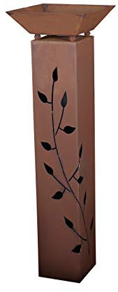 Generisch Rost Säule + Schale RS21 + S01 Motiv Blätterranke Fackelsäule Blumensäule Rostsäulen Rost Deko