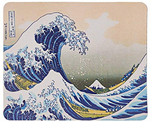 TRIXES - Tappetino per mouse per computer desktop - La grande ondata di Kanagawa - Art Hokusai Design 8.5 'x 7' - Base in gomma antiscivolo - Adatto per laser e mouse ottico