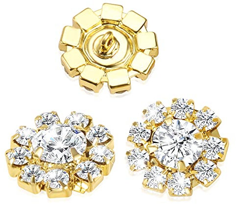 24 Stücke Strass Knopf Gold Kristall Perlen Strass Blume Brautstrauß für Schmuckherstellung Hochzeitsdekoration