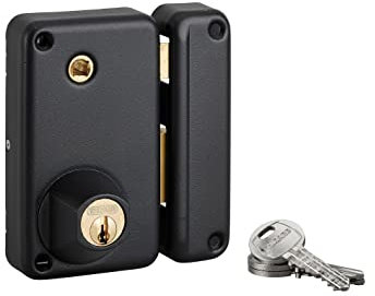 THIRARD - Serrure Verticale en Applique Double Entrée à Fouillot pour Porte d'Entrée - Droite - Axe 45 mm - 75 x 130 mm - Noir - 3 Clés - Mécanisme à 2 Tours - Cylindre Anti-Arrachement