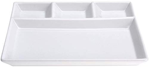 Piatto da portata in ceramica bianca a 4 scomparti in ceramica