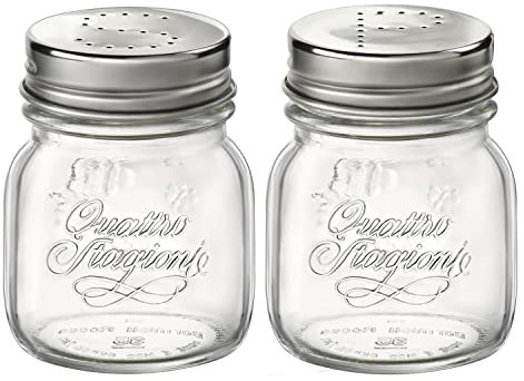 Bormioli Rocco 6136900 Set 2 Vasi Sale E Pepe 4 Stagioni Genietti In Vetro Con Tappo Gr 150