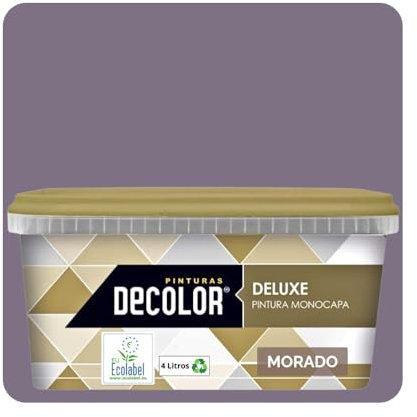 DELUXE Pintura de Interior Monocapa Mate. 4 Litros. Ecológica con Certificado Ecolabel. MORADO