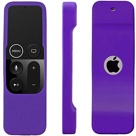 ELLENNE Funda de silicona protectora para mando a distancia Cover Slim Compatible para Apple TV 4ª Gen. (púrpura)