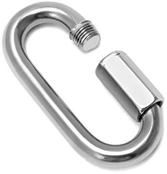 QWORK® Quick Link M12 Chain Links, 304 Stainless Steel Heavy Duty D Shape Locking for Outdoor Traveling Equipment, Hammock and Camping, 1 Packand Camping