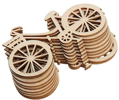 cdhgsh 10 Stück Holz Fahrrad Fahrrad Ausschnitt Furniere Scheiben DIY Crafting Ornament Thema Hochzeit Party Home Decoration Geschenk Holzscheiben