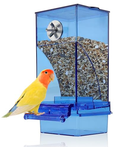 kathson No-Mess Bird Cage Feeder Automatic Parrot Feeders Seeds Container Acrylic Finch Foraging Feeders Parakeet Food Dispenser Cage Accessories for Small Birds Canary Budgie Lovebirds
