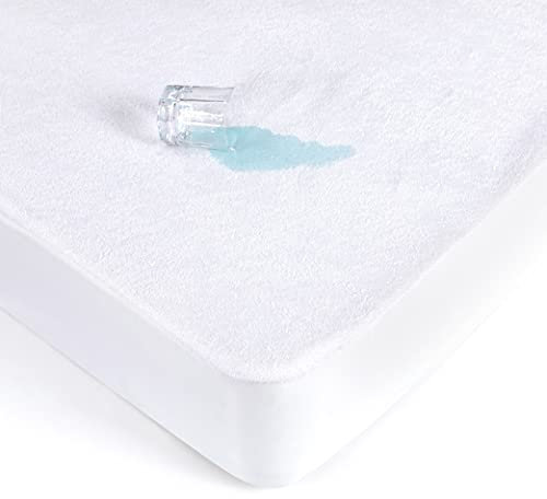 Matratzenschoner für Doppelbett, wasserdicht, Matratzenschutz aus weichem Baumwoll-Frottee, antiallergisch, milbendicht und antibakteriell, Weiß 200 x 200 cm