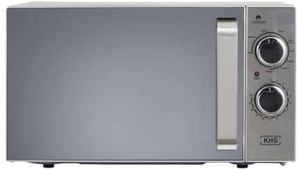 KHG Mikrowelle MW-20.1GSS mit Grill 20 L aus Metall in silber, 5 Leistungsstufen und 3 Kombinationsstufen, bis 1.200 Watt, inkl. Spiegelglastür, Grillrost/Drehteller, Auftaufunktion
