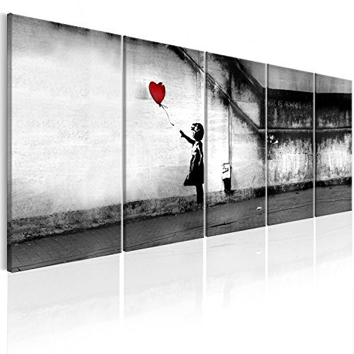 murando Cuadro Acústico Banksy 150x60 cm espuma acústica absorbe el sonido aislamiento lienzo de 5 piezas Impresión Artística Decoración de Pared Street Art Urban Mural i-C-0113-b-m
