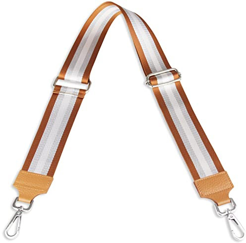 Schultergurt 5cm breit, Made in Italy, Schulterriemen für Taschen und Handtaschen, verstellbarer Taschengurt für Damen und Herren, DIY Zubehör Streifen Braun