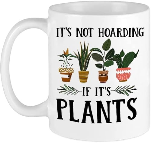 Babimarkeebei Lustige Kaffeetasse mit Aufschrift It's not hoarding if its plants love, groß, 325 ml