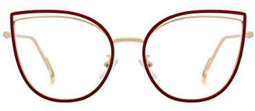 Tofox Katzenauge Blaulichtfilter Brille ohne sehstärke Metall Frame Retro Metallgestell Brillenfassung für Computer Fernseher Arbeit Gaming