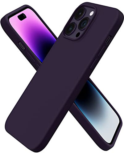 ORNARTO Compatible with iPhone 14 Pro Max Cases 6.7, Slim Liquid Silicone 3 Layers Full Covered Soft Gel Rubber Case Cover-Elderberry